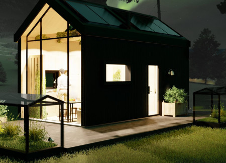 Elevated Living with Sliding Walls and Sustainable Wood Panels