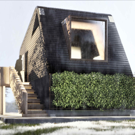 Vertical Railing System and Corrugated Metal Crafting Compact Living Solutions