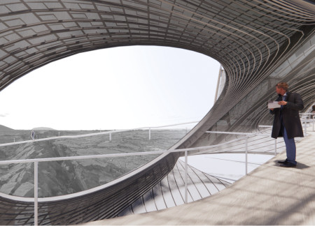 Woven Membrane Structures Integrating Glulam Frames in a Geothermal Landscape