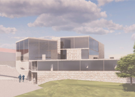 Cascading Sleepers Framed by Earthy Limestone and Panoramic Vineyard Views