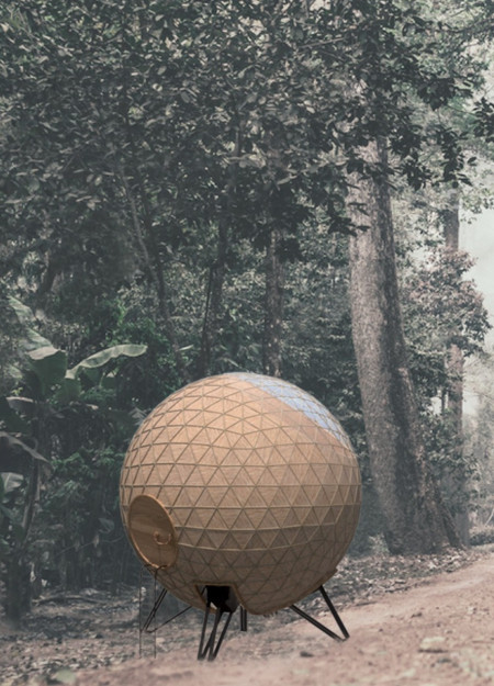 Meditative Retreat with Bamboo Structure and Spherical Form