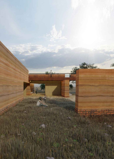 Natural Walls and Unfired Earth Create a Multifunctional Community Space