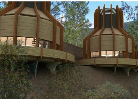 Water Features and Natural Light Enhance Meditation Space Amid Geometric Forms