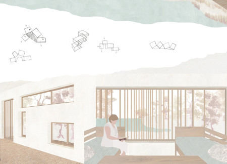 Natural Integration with Pensive Spaces in a Minimalist Hospice