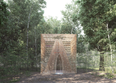 Colored Glass Plates Enhancing Natural Light for Meditation Retreat