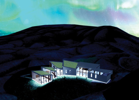 Lichen Turf Roof and Vertical Birch Siding in a Farm-to-Table Dining Experience