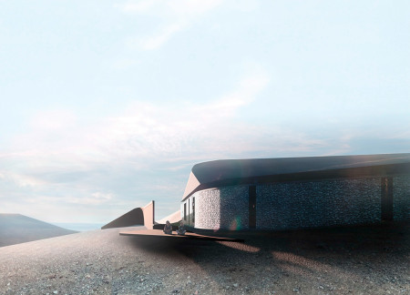 Rammed Earth Walls and Timber Platform Enhance Volcanic Lookout Experience