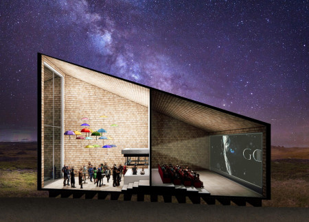 Mirror-Clad Structure Connecting Nature Through Native Wood Elements