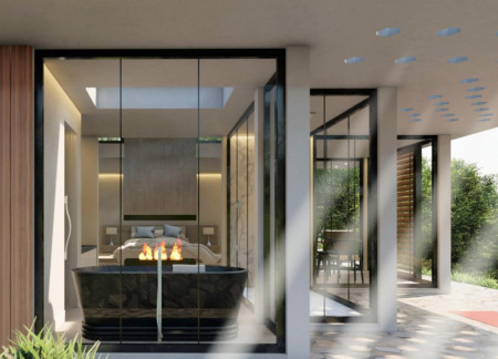 Natural Stone and Ha-Ha Wall Cabin Overlooking the Firth of Thames