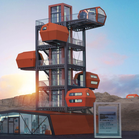 Panoramic Shelter Crafted in Steel and Concrete Within Iceland's Unique Landscape