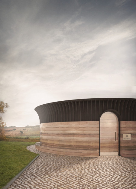 Rammed Earth Structure Blending with Natural Landscape for Wine Tasting