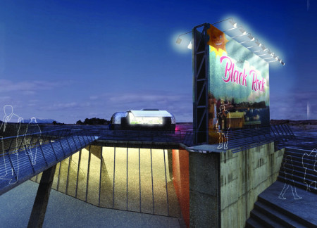 Elevated Circular Stage Featuring Recycled Timber and Reinforced Concrete in a Natural Landscape