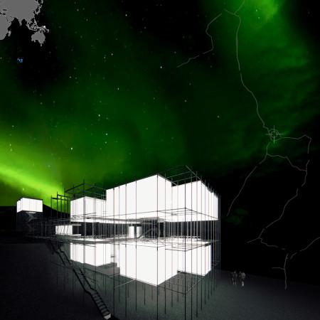 Modular Structure with Polycarbonate Facade Overlooking Geological Fault