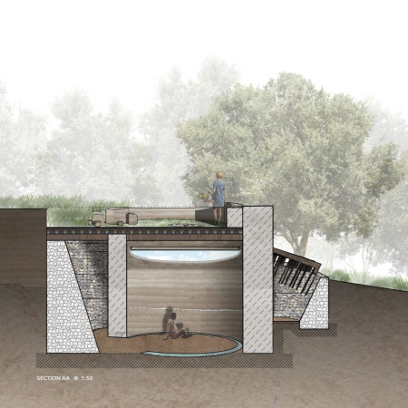 Rammed Earth Walls and Oculus Emphasize Contemplation in Natural Landscape