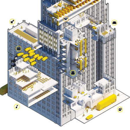 Vertical Park and Drone Warehouse in a Community-Centered Urban Hub