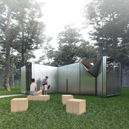 Foldable Home Featuring Rainwater Harvesting and Multifunctional Spaces