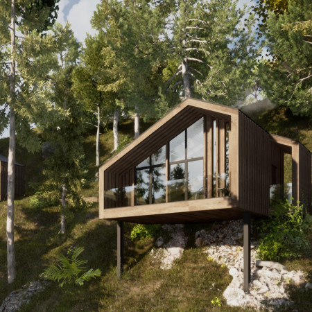 Elevated Sleep Pods Crafted from Local Timber with Framed Views of Nature
