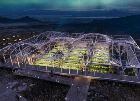Geothermal Energy-Powered Greenhouse Utilizing Recycled Steel and Natural Wood Elements for Community Engagement