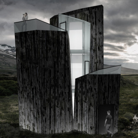 Tectonic Inspired Observation Tower Featuring Wood-Panel Concrete