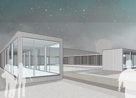 Glazed Larch Modules Embracing Natural Landscapes in a Community Hub