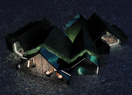 Turf Roof and Mirror Tunnel Highlighting Community Interaction in a Natural Landscape