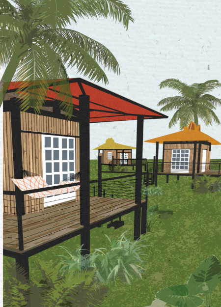 Bamboo Structure with Air Chimney for Enhanced Ventilation