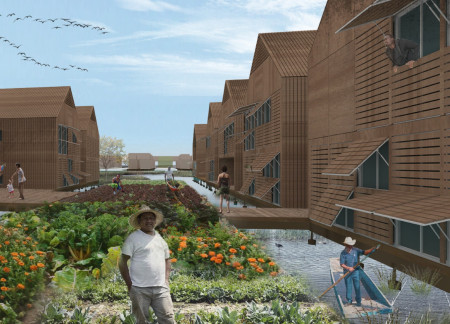 Charred Wooden Shingles and Elevated Structures for Sustainable Migrant Housing