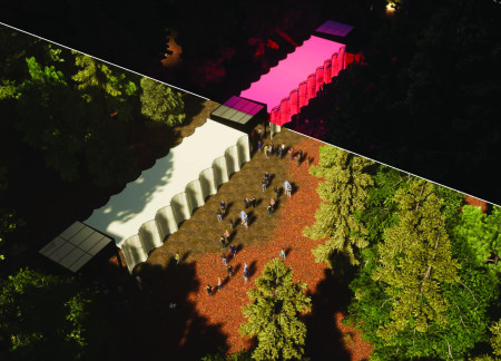 Translucent Fabric Enveloping Community Engagement Through LED Illumination