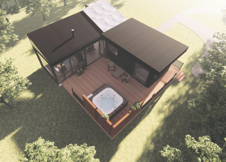 Timber Retreat Embracing off-Grid Living Amidst Natural Landscape