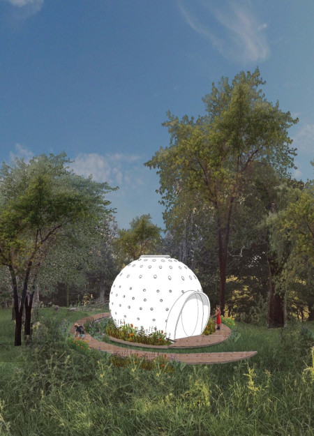 Spiral Form Constructed with Aircrete for Mindful Meditation