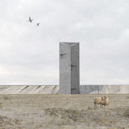 Cave-Like Monolith Crafted from Black Sand and Glacial Water