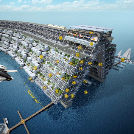 Elevated Community Living Featuring Prefabricated Timber Units and Green Roofs