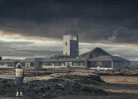 Volcanic Stone Structures with Compressed Grass Panels Enhancing Geothermal Wellness