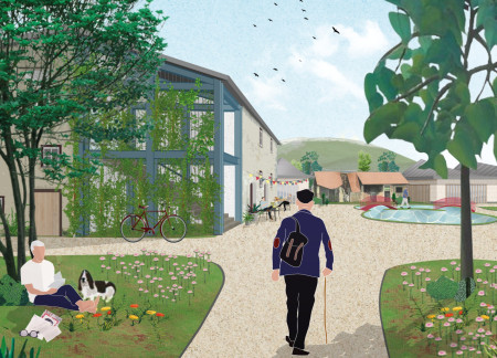 Cork Cladding and Biodiversity Pond Define Vineyard Retreat