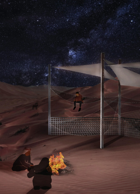 Adaptable Sandbag Lodges Surrounded by Desert Oasis