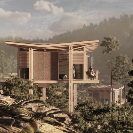 Timber Pods Integrated with Natural Ventilation and Rainwater Collection