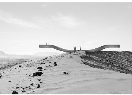 Concrete Viewing Platform Framing Volcanic Vistas in Iceland
