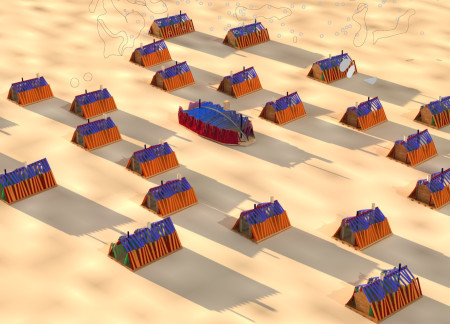 Curved Lodges Crafted from Cypress Wood with Kirigami Elements