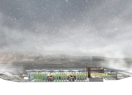 Plant-Cultivating Spaces Overlooking Hverfjall with Rainwater Collection