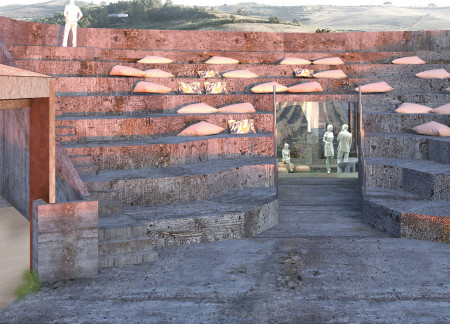 Terraced Design Utilizing Natural Wood and Glass in Vineyard Community Space