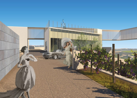 Rooftop Views and Glazed Facades in Vineyard Hospitality Complex