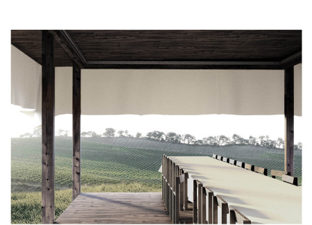 Charred Wood Pavilion Overlooking Dynamic Vineyard Tasting Experience