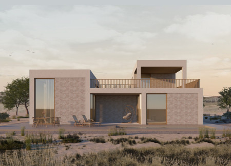 Inner Courtyard Integrating Natural Light in Extruded Coastal Modules