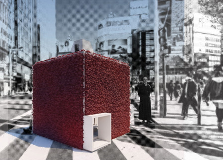 Translucent Fabric Shelter with Chain-Link Vegetation Integration