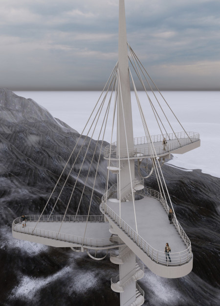 Elevated Viewpoint with Lightweight Concrete and Wind Turbines