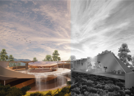 Rhythmic Shadows in a Limestone Retreat for Intimate Living