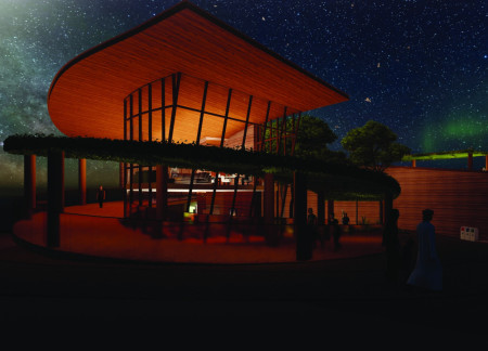 Rammed Earth Curves Embrace Nature in Wetland Visitor Center