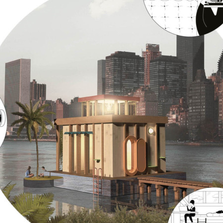 Floating Home with Photovoltaic Panels and Flexible Living Spaces