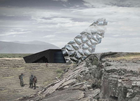 Reflective Facade and Perforated Metal Pathways Enhancing Geological Exploration