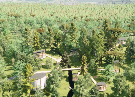 Translucent Glass Envelopes a Nature-Inspired Community Space for Seniors